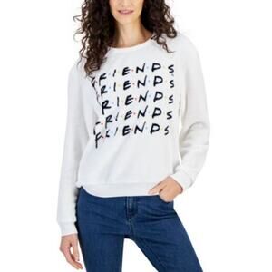 Love Tribe Juniors "Friends" Graphic Long Sleeve Sweatshirt in Snow White, Small